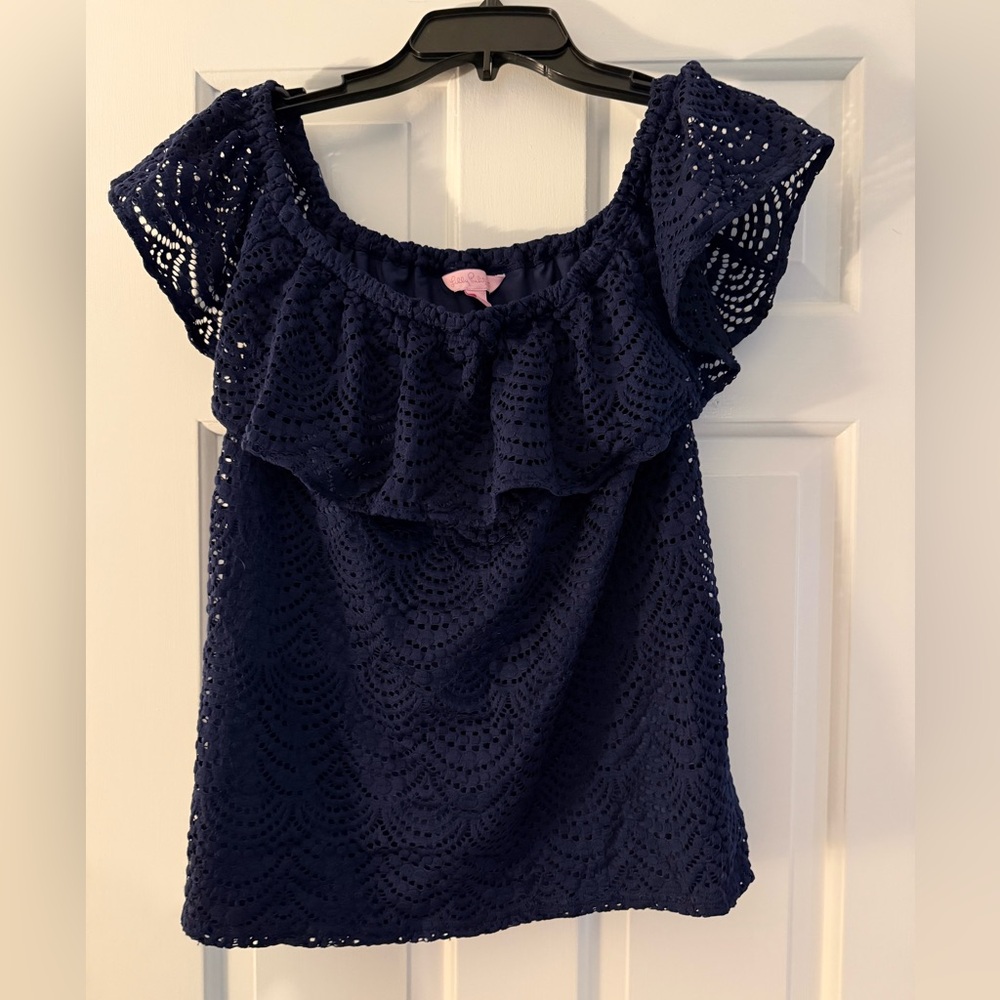 Lily pulitzer - Navy Lace sleeveless top sz Small